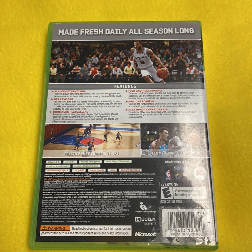 XBOX 360 NBA Live 09 game